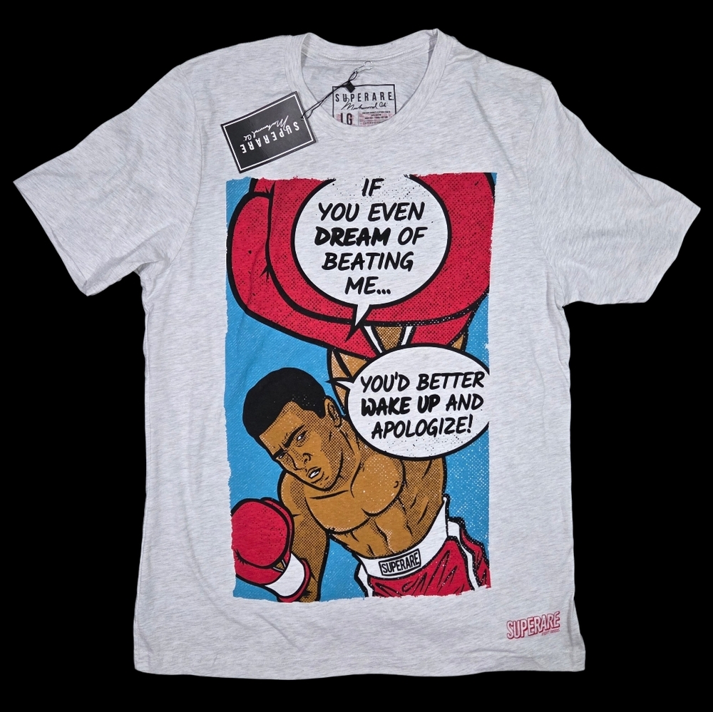 Superare Muhammad Ali Graphic T-Shirt Large Gray Boxing Streetwear Fight Camp